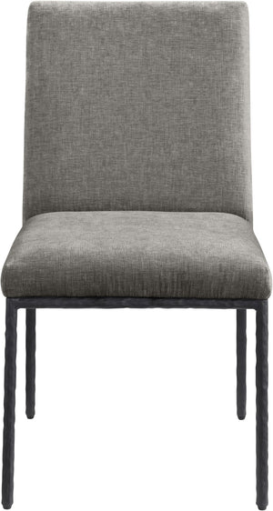 Meridian Furniture Reeves Chenille Upholstered Dining Chair with Hand-forged Iron Legs for Modern Spaces Grey 11001 11001Grey-SC