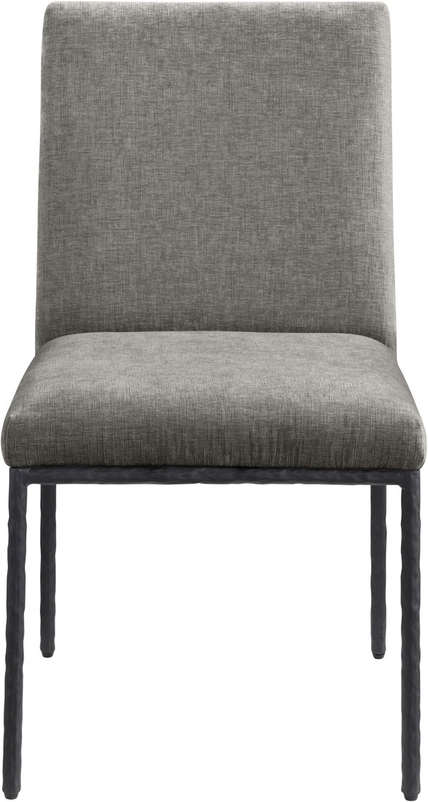 Meridian Furniture Reeves Chenille Upholstered Dining Chair with Hand-forged Iron Legs for Modern Spaces Grey 11001 11001Grey-SC