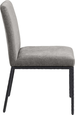 Meridian Furniture Reeves Chenille Upholstered Dining Chair with Hand-forged Iron Legs for Modern Spaces Grey 11001 11001Grey-SC