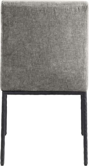 Meridian Furniture Reeves Chenille Upholstered Dining Chair with Hand-forged Iron Legs for Modern Spaces Grey 11001 11001Grey-SC