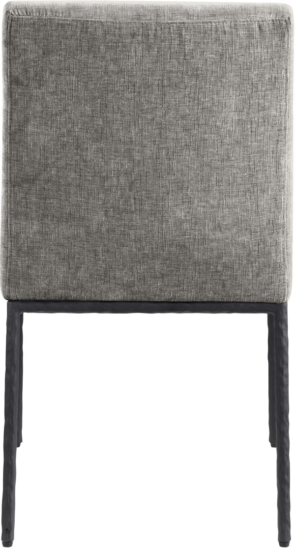 Meridian Furniture Reeves Chenille Upholstered Dining Chair with Hand-forged Iron Legs for Modern Spaces Grey 11001 11001Grey-SC