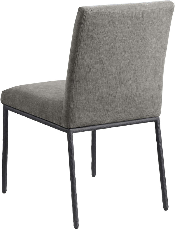 Meridian Furniture Reeves Chenille Upholstered Dining Chair with Hand-forged Iron Legs for Modern Spaces Grey 11001 11001Grey-SC