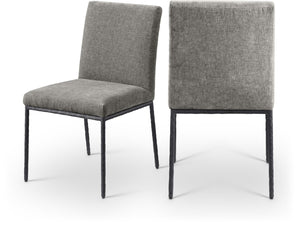 Meridian Furniture Reeves Chenille Upholstered Dining Chair with Hand-forged Iron Legs for Modern Spaces Grey 11001 11001Grey-SC