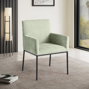 Meridian Furniture Reeves Chenille Upholstered Dining Arm Chair with Iron Frame for Modern Spaces 11001Mint-C