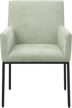 Meridian Furniture Reeves Chenille Upholstered Dining Arm Chair with Iron Frame for Modern Spaces 11001Mint-C