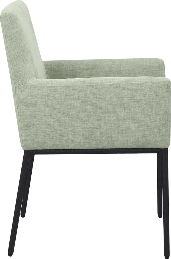 Meridian Furniture Reeves Chenille Upholstered Dining Arm Chair with Iron Frame for Modern Spaces 11001Mint-C