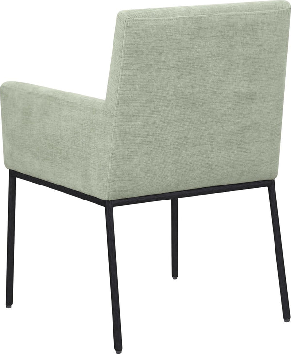 Meridian Furniture Reeves Chenille Upholstered Dining Arm Chair with Iron Frame for Modern Spaces 11001Mint-C
