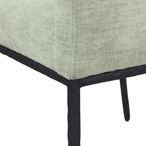 Meridian Furniture Reeves Chenille Upholstered Dining Arm Chair with Iron Frame for Modern Spaces 11001Mint-C