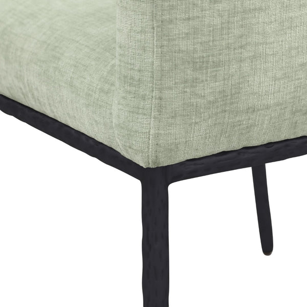 Meridian Furniture Reeves Chenille Upholstered Dining Arm Chair with Iron Frame for Modern Spaces 11001Mint-C