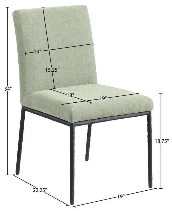 Meridian Furniture Reeves Chenille Upholstered Dining Chair with Hand-forged Iron Legs for Modern Spaces Mint 11001 11001Mint-SC