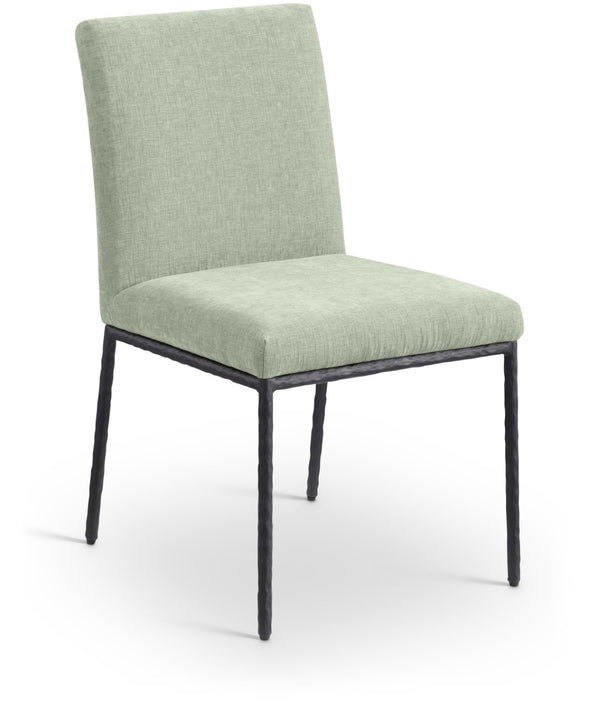 Meridian Furniture Reeves Chenille Upholstered Dining Chair with Hand-forged Iron Legs for Modern Spaces Mint 11001 11001Mint-SC