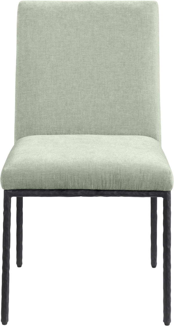 Meridian Furniture Reeves Chenille Upholstered Dining Chair with Hand-forged Iron Legs for Modern Spaces Mint 11001 11001Mint-SC
