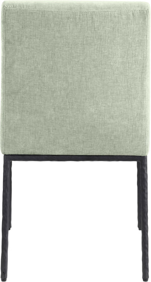 Meridian Furniture Reeves Chenille Upholstered Dining Chair with Hand-forged Iron Legs for Modern Spaces Mint 11001 11001Mint-SC
