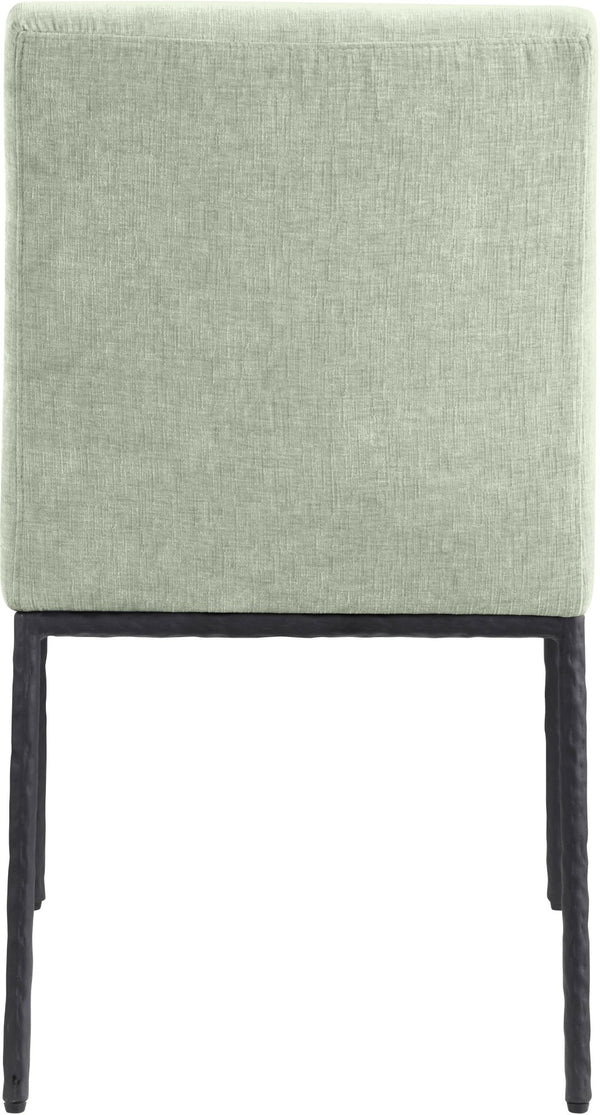Meridian Furniture Reeves Chenille Upholstered Dining Chair with Hand-forged Iron Legs for Modern Spaces Mint 11001 11001Mint-SC