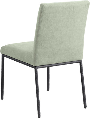 Meridian Furniture Reeves Chenille Upholstered Dining Chair with Hand-forged Iron Legs for Modern Spaces Mint 11001 11001Mint-SC