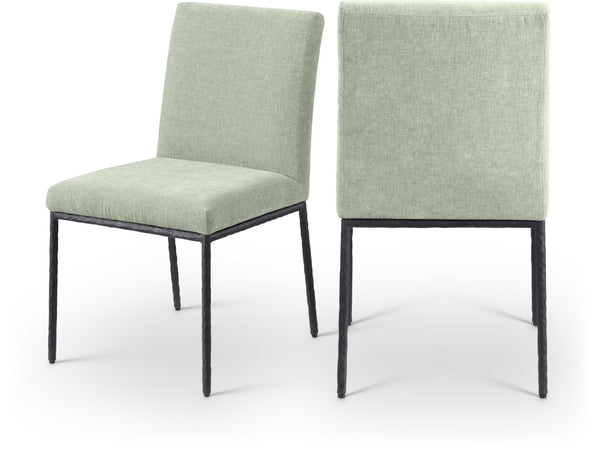 Meridian Furniture Reeves Chenille Upholstered Dining Chair with Hand-forged Iron Legs for Modern Spaces Mint 11001 11001Mint-SC