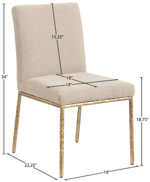 Meridian Furniture Reeves Chenille Upholstered Dining Chair with Hand-forged Iron Legs for Modern Spaces Beige 11002 11002Beige-SC