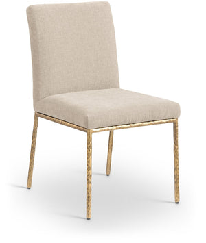 Meridian Furniture Reeves Chenille Upholstered Dining Chair with Hand-forged Iron Legs for Modern Spaces Beige 11002 11002Beige-SC