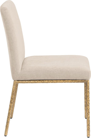 Meridian Furniture Reeves Chenille Upholstered Dining Chair with Hand-forged Iron Legs for Modern Spaces Beige 11002 11002Beige-SC