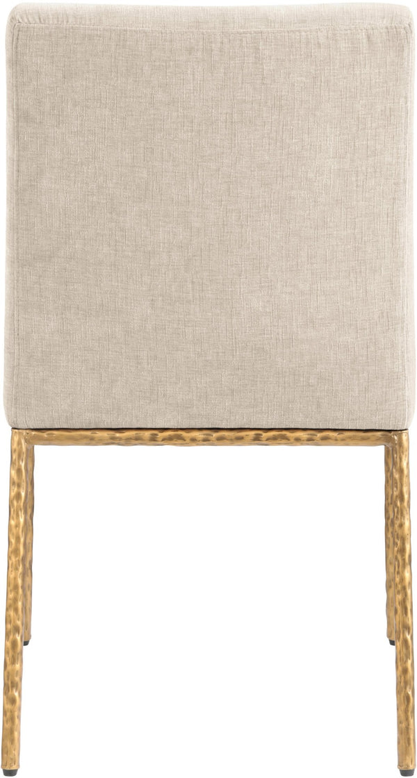 Meridian Furniture Reeves Chenille Upholstered Dining Chair with Hand-forged Iron Legs for Modern Spaces Beige 11002 11002Beige-SC