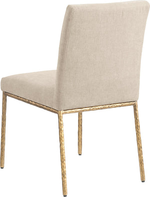 Meridian Furniture Reeves Chenille Upholstered Dining Chair with Hand-forged Iron Legs for Modern Spaces Beige 11002 11002Beige-SC