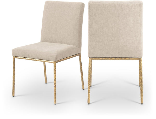 Meridian Furniture Reeves Chenille Upholstered Dining Chair with Hand-forged Iron Legs for Modern Spaces Beige 11002 11002Beige-SC