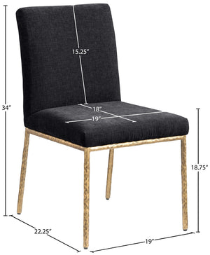 Meridian Furniture Reeves Chenille Upholstered Dining Chair with Hand-forged Iron Legs for Modern Spaces Black 11002 11002Black-SC