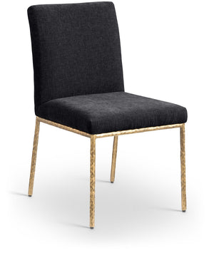 Meridian Furniture Reeves Chenille Upholstered Dining Chair with Hand-forged Iron Legs for Modern Spaces Black 11002 11002Black-SC