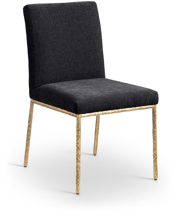 Meridian Furniture Reeves Chenille Upholstered Dining Chair with Hand-forged Iron Legs for Modern Spaces Black 11002 11002Black-SC