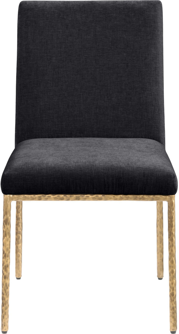 Meridian Furniture Reeves Chenille Upholstered Dining Chair with Hand-forged Iron Legs for Modern Spaces Black 11002 11002Black-SC