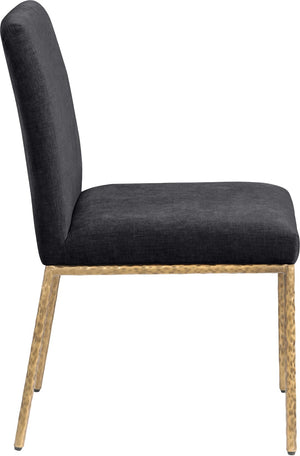 Meridian Furniture Reeves Chenille Upholstered Dining Chair with Hand-forged Iron Legs for Modern Spaces Black 11002 11002Black-SC