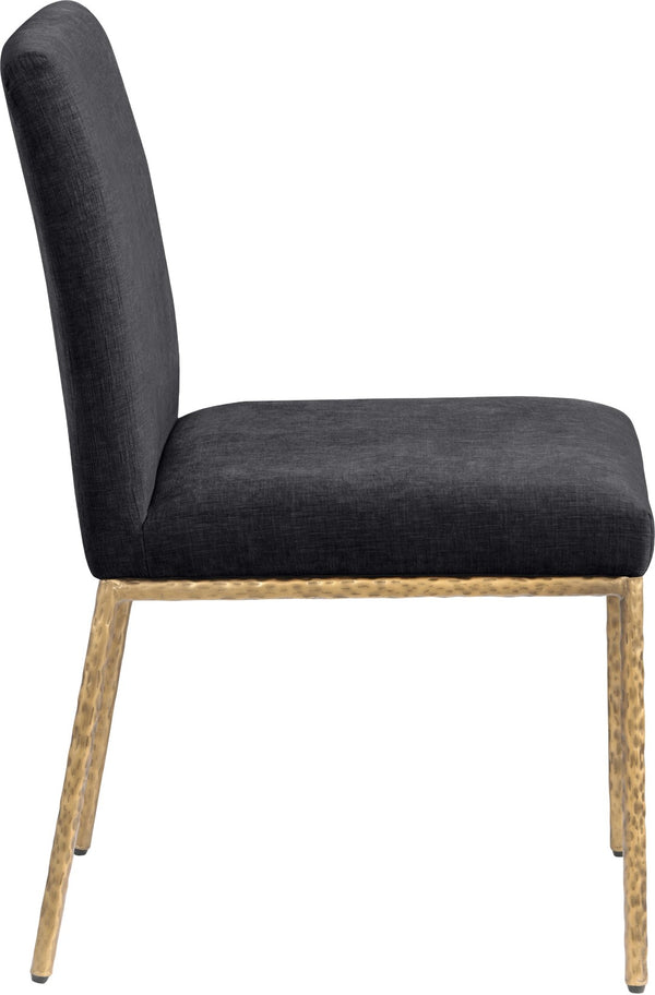 Meridian Furniture Reeves Chenille Upholstered Dining Chair with Hand-forged Iron Legs for Modern Spaces Black 11002 11002Black-SC