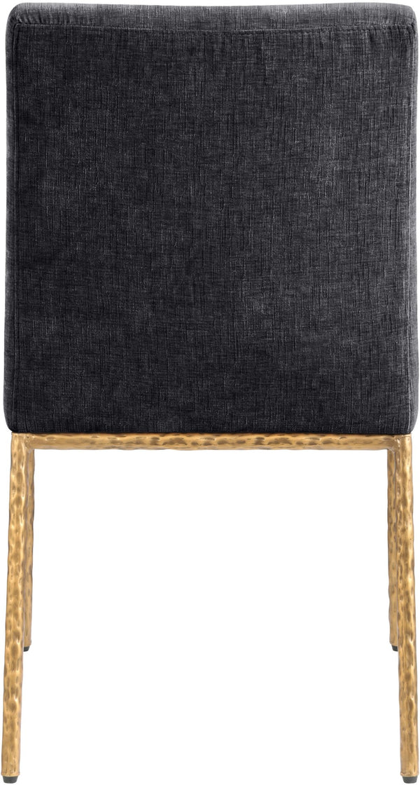 Meridian Furniture Reeves Chenille Upholstered Dining Chair with Hand-forged Iron Legs for Modern Spaces Black 11002 11002Black-SC