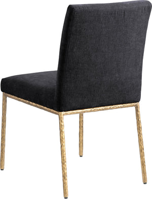 Meridian Furniture Reeves Chenille Upholstered Dining Chair with Hand-forged Iron Legs for Modern Spaces Black 11002 11002Black-SC