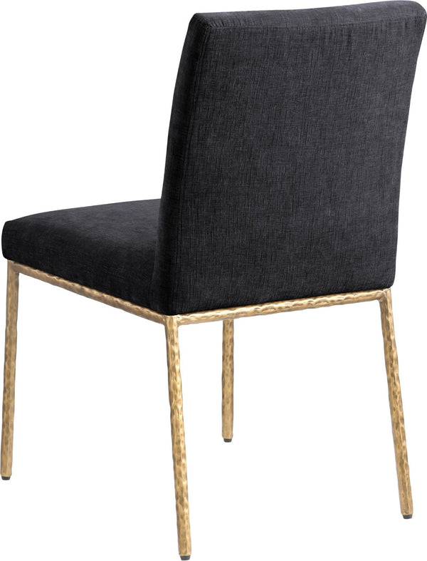 Meridian Furniture Reeves Chenille Upholstered Dining Chair with Hand-forged Iron Legs for Modern Spaces Black 11002 11002Black-SC
