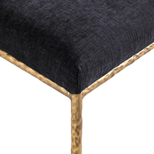 Meridian Furniture Reeves Chenille Upholstered Dining Chair with Hand-forged Iron Legs for Modern Spaces Black 11002 11002Black-SC