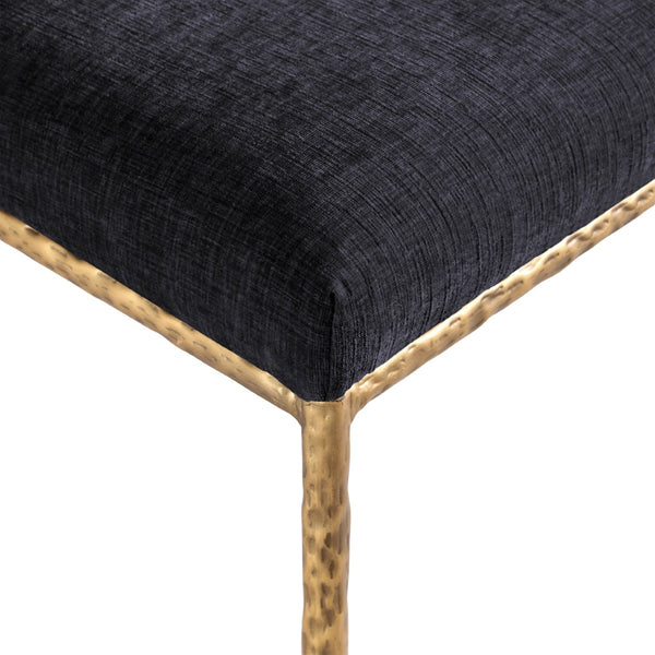 Meridian Furniture Reeves Chenille Upholstered Dining Chair with Hand-forged Iron Legs for Modern Spaces Black 11002 11002Black-SC