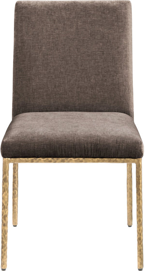 Meridian Furniture Reeves Chenille Upholstered Dining Chair with Hand-forged Iron Legs for Modern Spaces Brown 11002 11002Brown-SC