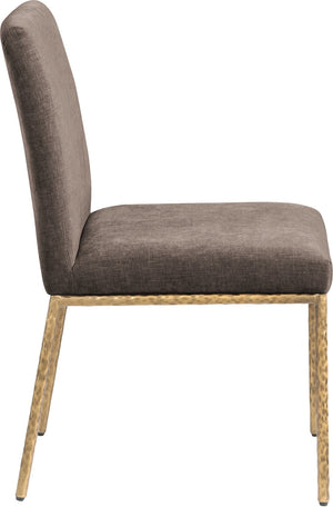 Meridian Furniture Reeves Chenille Upholstered Dining Chair with Hand-forged Iron Legs for Modern Spaces Brown 11002 11002Brown-SC