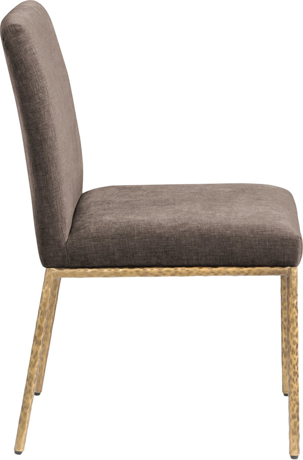 Meridian Furniture Reeves Chenille Upholstered Dining Chair with Hand-forged Iron Legs for Modern Spaces Brown 11002 11002Brown-SC