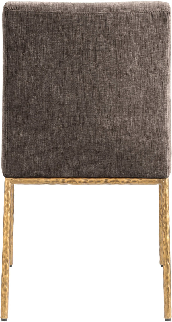 Meridian Furniture Reeves Chenille Upholstered Dining Chair with Hand-forged Iron Legs for Modern Spaces Brown 11002 11002Brown-SC