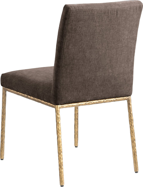 Meridian Furniture Reeves Chenille Upholstered Dining Chair with Hand-forged Iron Legs for Modern Spaces Brown 11002 11002Brown-SC