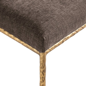Meridian Furniture Reeves Chenille Upholstered Dining Chair with Hand-forged Iron Legs for Modern Spaces Brown 11002 11002Brown-SC