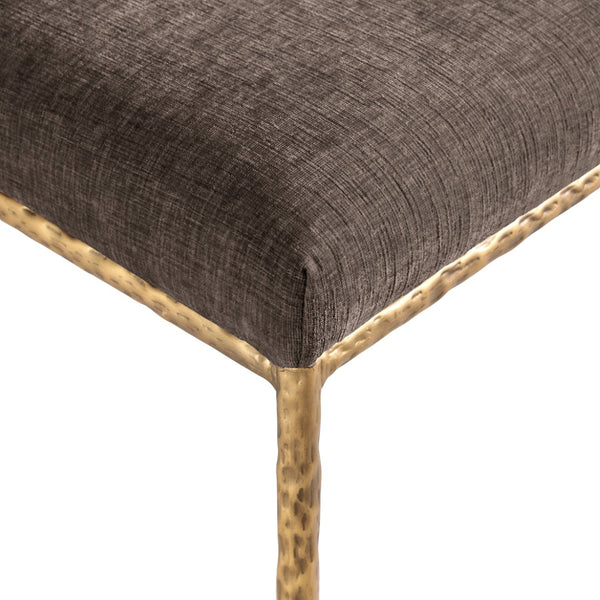 Meridian Furniture Reeves Chenille Upholstered Dining Chair with Hand-forged Iron Legs for Modern Spaces Brown 11002 11002Brown-SC