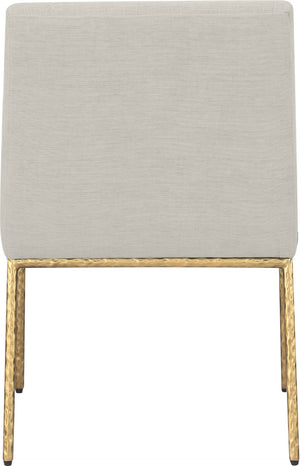 Meridian Furniture Reeves Fully Padded Chenille Dining Arm Chair with Brushed Brass Iron Legs 11002Cream-C