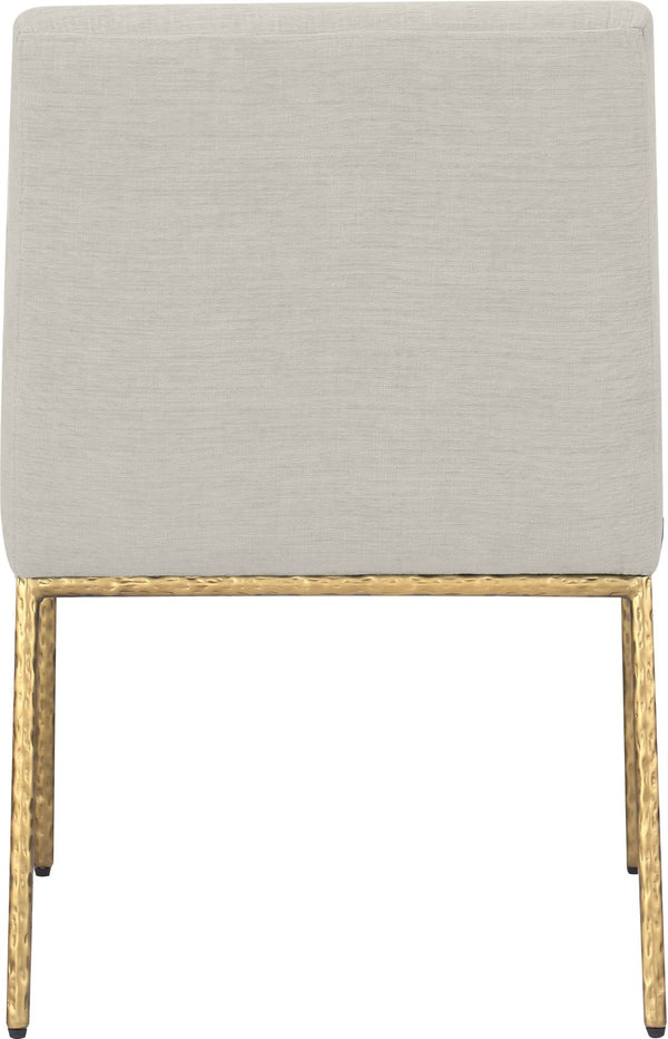 Meridian Furniture Reeves Fully Padded Chenille Dining Arm Chair with Brushed Brass Iron Legs 11002Cream-C
