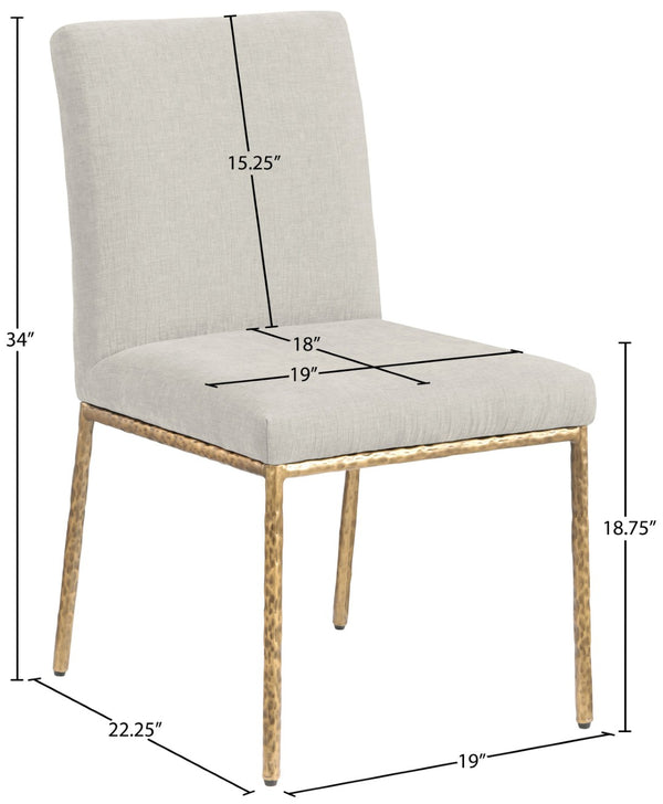 Meridian Furniture Reeves Chenille Upholstered Dining Chair with Hand-forged Iron Legs for Modern Spaces Cream 11002 11002Cream-SC