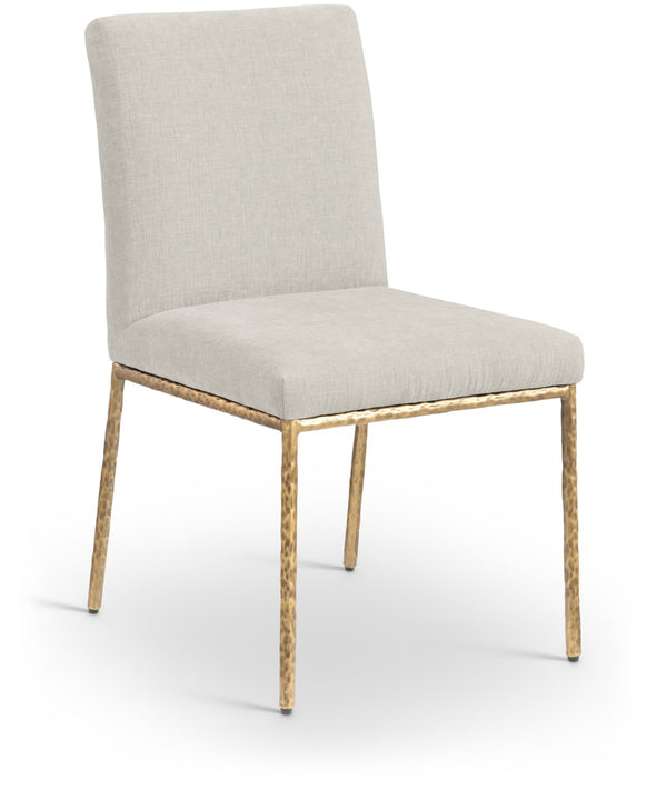 Meridian Furniture Reeves Chenille Upholstered Dining Chair with Hand-forged Iron Legs for Modern Spaces Cream 11002 11002Cream-SC