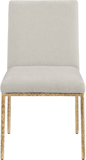 Meridian Furniture Reeves Chenille Upholstered Dining Chair with Hand-forged Iron Legs for Modern Spaces Cream 11002 11002Cream-SC