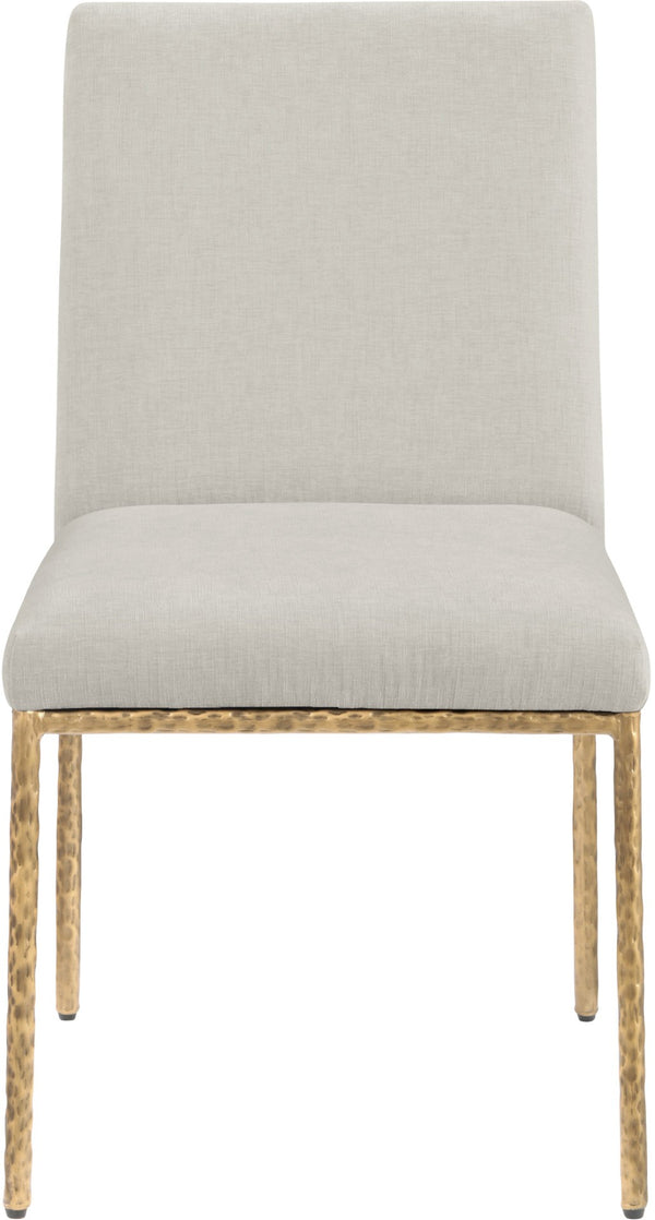 Meridian Furniture Reeves Chenille Upholstered Dining Chair with Hand-forged Iron Legs for Modern Spaces Cream 11002 11002Cream-SC